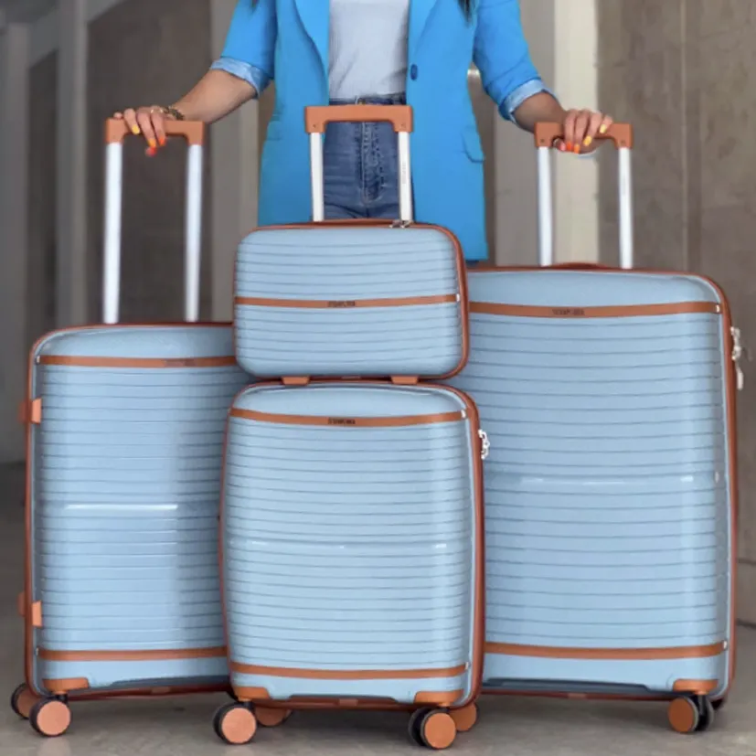 عالی ترین چمدان نشکن تیتان پلورا مدل TITANPLORA - TP6666 TRAVEL IN STYLE سری 4 عددی (کیف آرایشی هدیه)