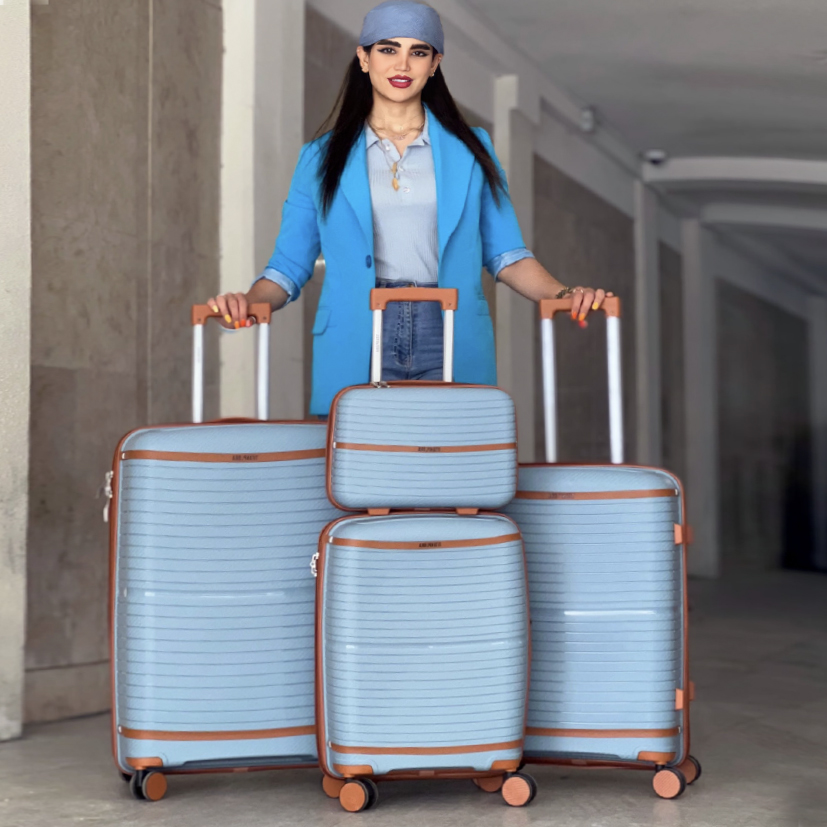 چمدان نشکن تیتان پلورا مدل TITANPLORA - TP6666 LARGE TRAVEL IN STYLE سری 4 عددی (کیف آرایشی هدیه)