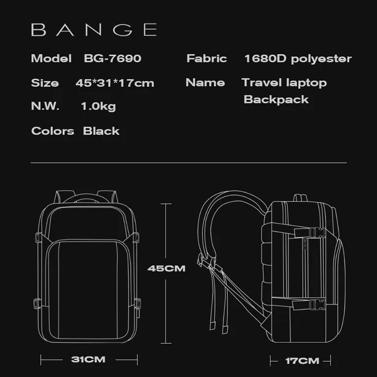 کوله پشتی سایز اورجینال بنج مدل BANGE - BG7690 BangePro