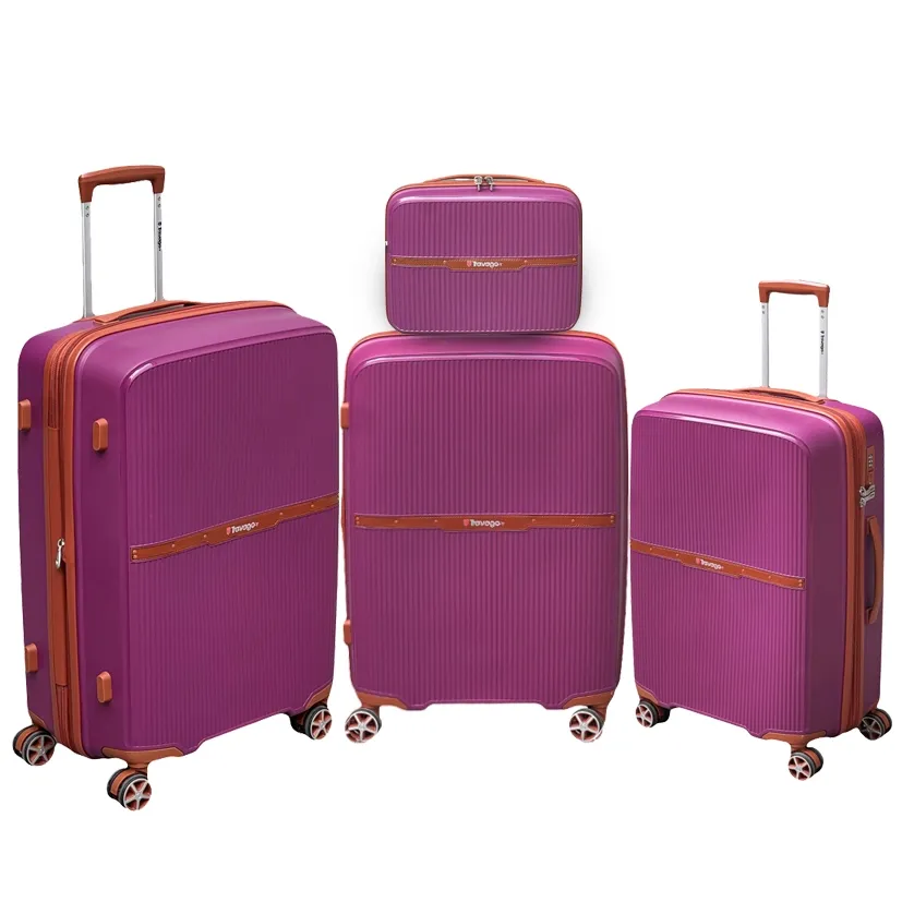 چمدان وارداتی تراولگو مدل TRAVEL GO - TV7575 TRIP TIME SERIES سری 4 عددی ( به همراه چمدان آرایشی هدیه )